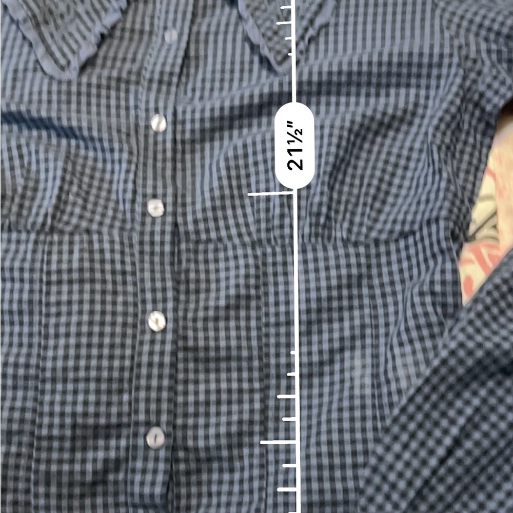 Zara Gingham Blouse with Statement Embroidered Collar L - Picture 6 of 8